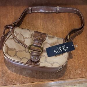 Chaps Tan and Brown Shoulder Bag